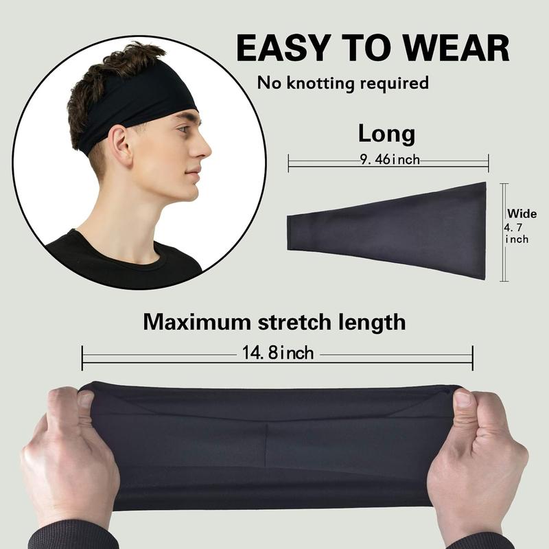 Men's Sports Headband (5-Pack), Moisture Wicking Workout Headband, Running, Cycling, Football, Yoga, Hair Bands for Women and Men