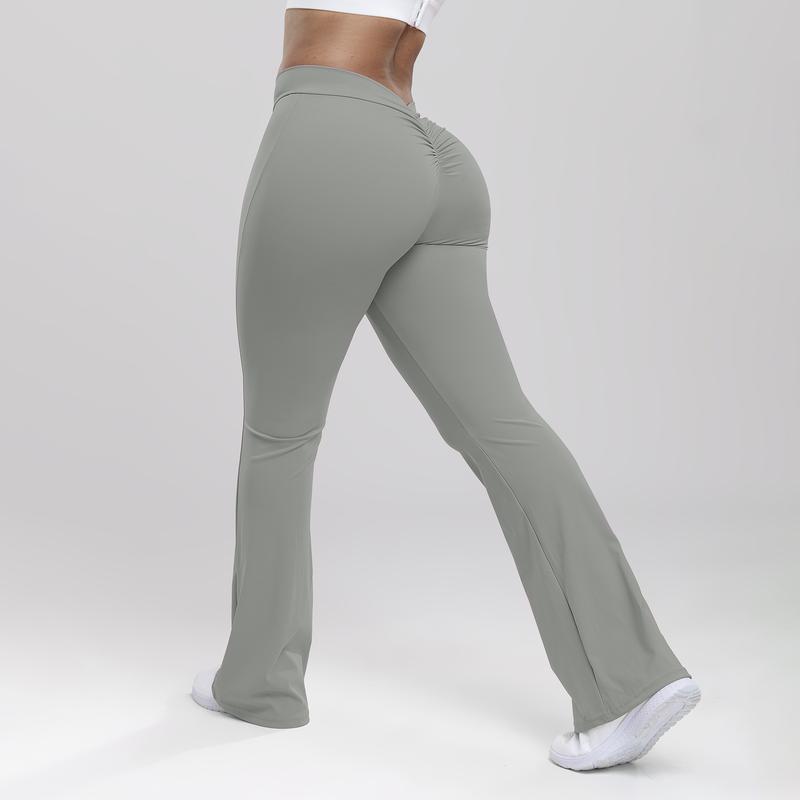 V Back Scrunch Butt Flare Leggings for Women Booty Lifting High Waist Bootcut Gym Workout Yoga Pants