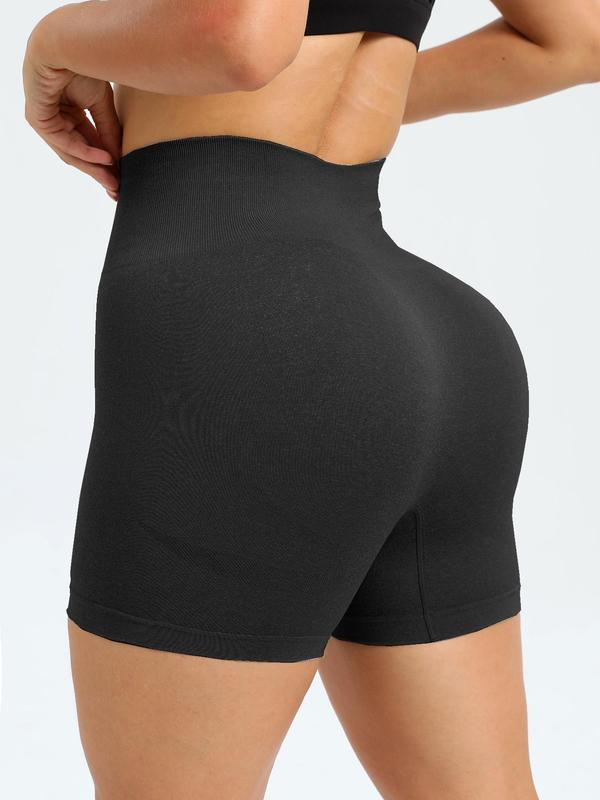 Women's Solid High Waist Sports Shorts, Breathable Comfortable Skinny Shorts, Gym Shorts, Biker Shorts, Ladies Sportswear for Indoor Outdoor Cycling Yoga, Back-to-school Clothing, Women Sport & Outdoor Clothing