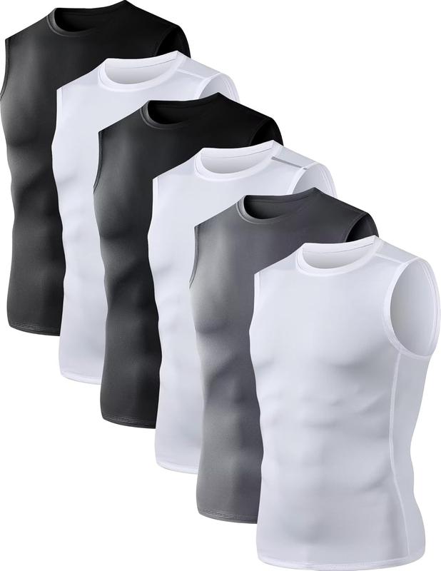 6 or 3 Pack Men's Athletic Compression Shirts Sleeveless Tank Top Base Layer Sports Workout Shirts for Basketball