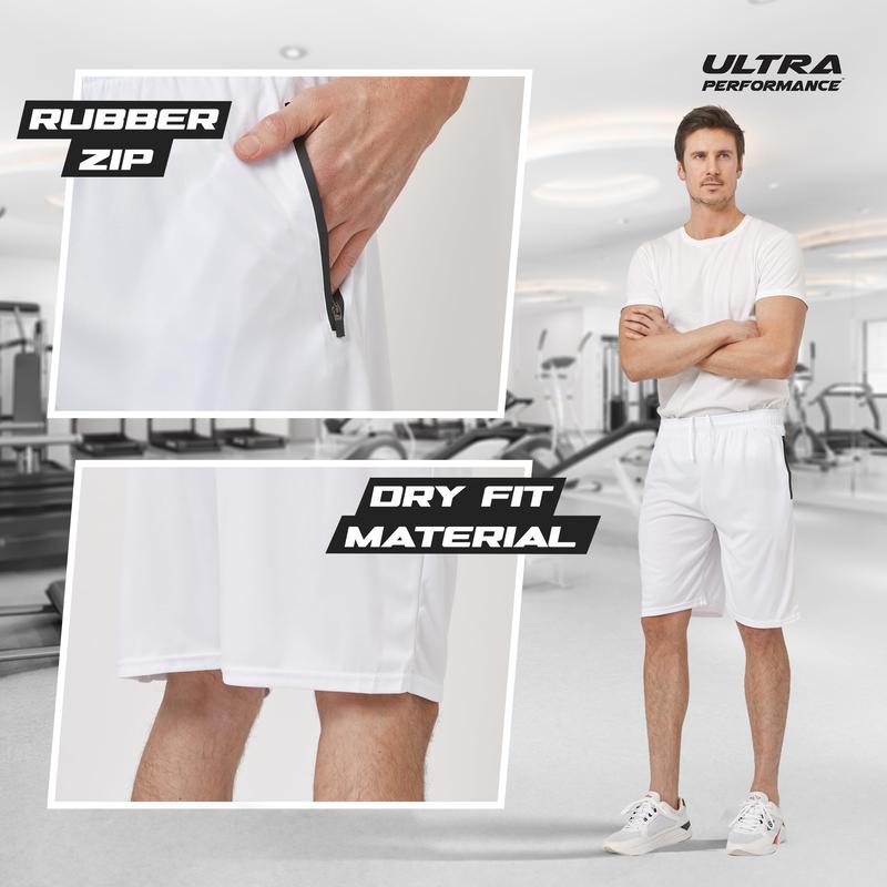 Ultra Performance Mens 5 Pack Athletic Running Shorts, Basketball Gym Workout Shorts for Men with Zippered Pockets