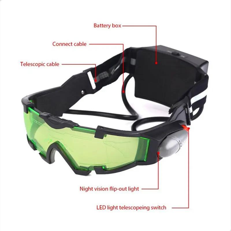 Adjustable LED Night Vision Glass Goggles Motorcycle Motorbike Racing Hunting Glasses Eyewear With Flip-out Light Windproof