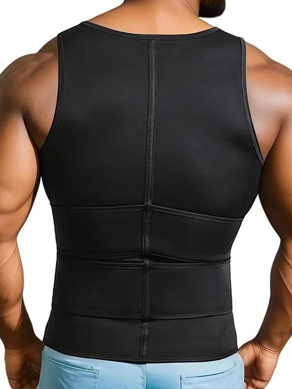 Men's Basic Solid Zipper Double Belt Shapewear Tank Top, Compression Waist Shaper for Sports, Tummy Control Shaperwear for Men Casual Wear, Men's Designer Clothes, Gym Clothing