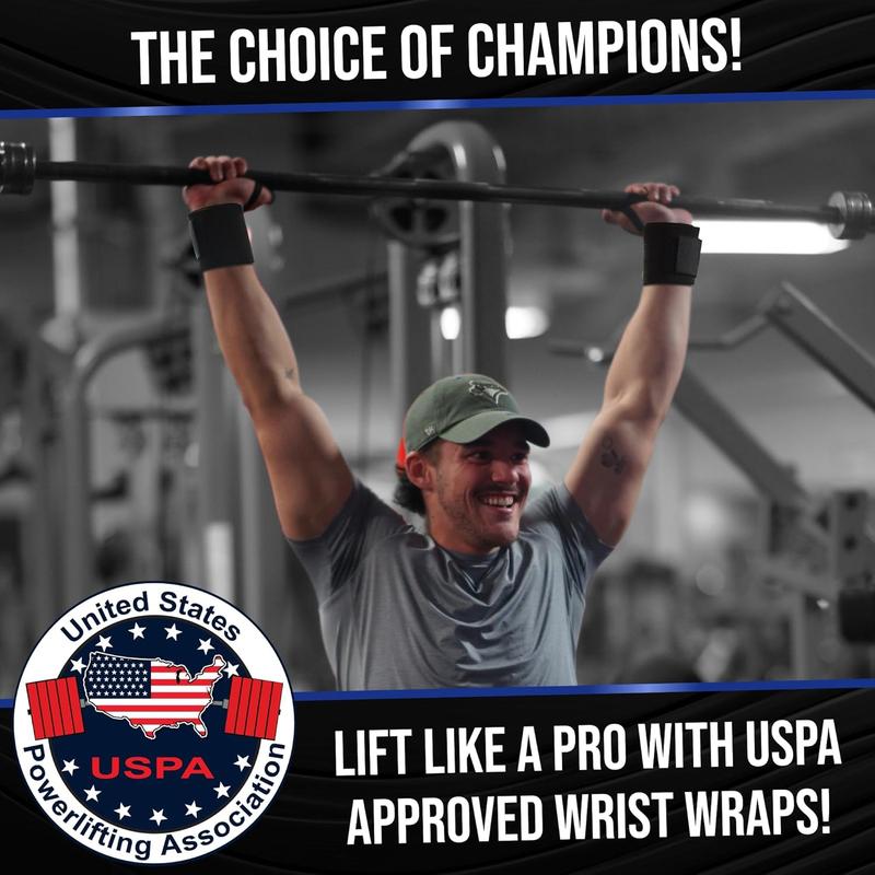 18 Wrist Wraps - Wrist Straps for Weightlifting - Lift Better, Protect Wrist  - Adjustable, Durable, Machine Washable - Wrist Brace for Weightlifting - USPA Endorsed for Men & Women