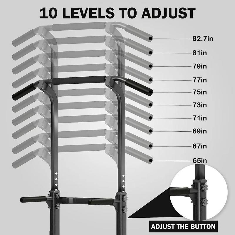 FITLASH Power Tower Workout Dip Station Pull Up Bar, Height Adjustable Multi-Function Dip Stand for Home Gym Strength Training Fitness Equipment