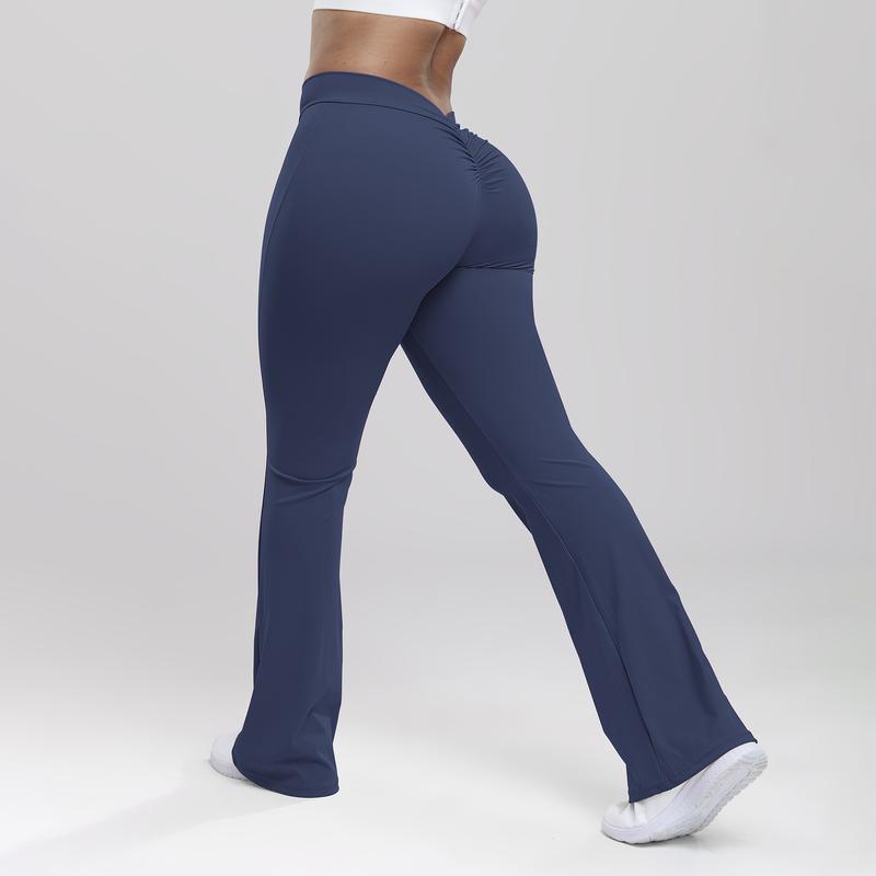 V Back Scrunch Butt Flare Leggings for Women Booty Lifting High Waist Bootcut Gym Workout Yoga Pants