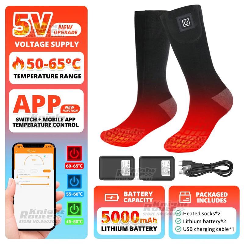 Winter Heated Socks 5000mAh APPControl Thermal Socks Women Men Heating Foot Warmer Electric Fever Socks Hiking Ski Warm  Outdoor