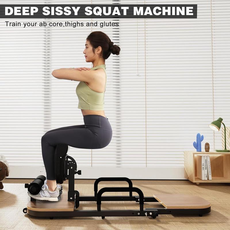 BEKING Sissy Squat Machine ,4-in-1 Deep Squat Machine ,Adjustable Hip Thrust Machine Glute Workout Equipment for Home Gym Use