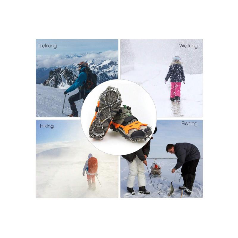 1 Pair Crampons Ice Cleats Traction Snow Grips Anti Slip 23 Stainless Steel Spikes Safe Protect For Hiking Fishing Walking