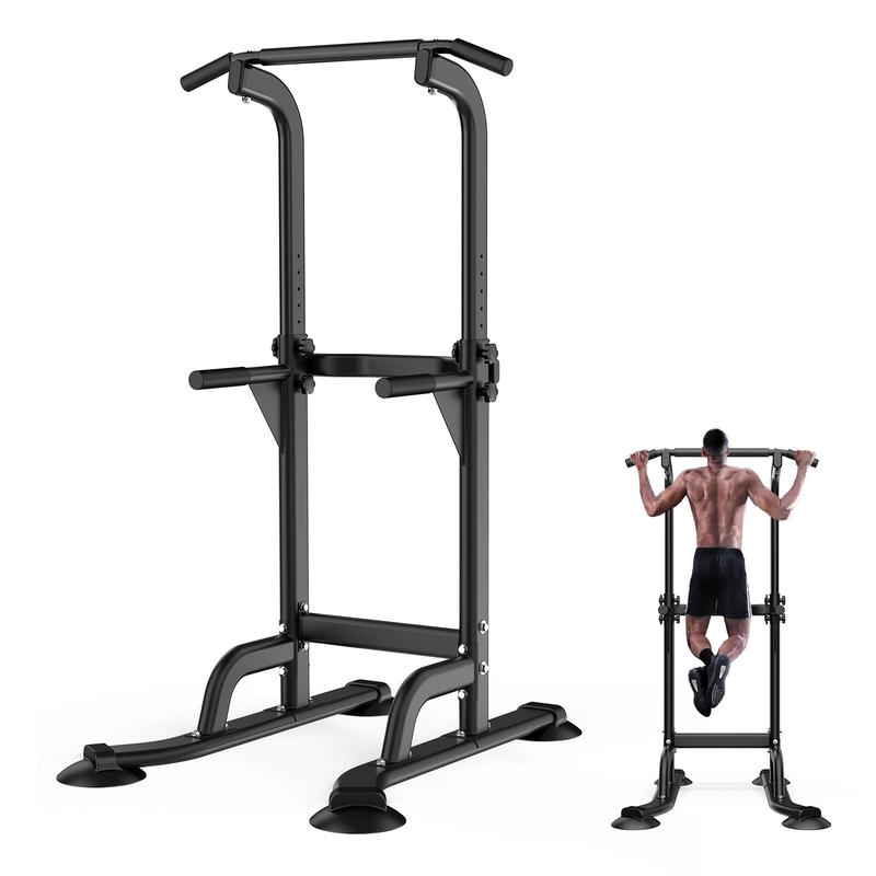 FITLASH Power Tower Workout Dip Station Pull Up Bar, Height Adjustable Multi-Function Dip Stand for Home Gym Strength Training Fitness Equipment