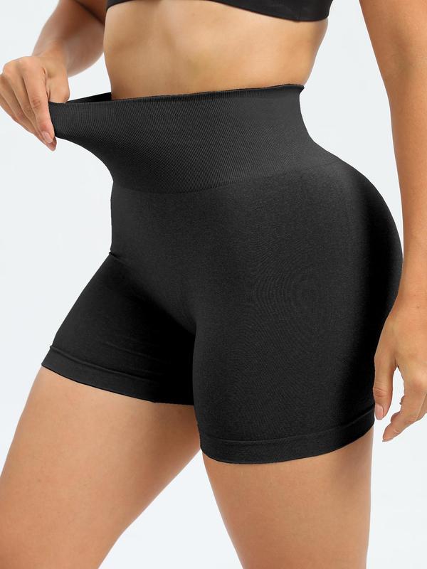 Women's Solid High Waist Sports Shorts, Breathable Comfortable Skinny Shorts, Gym Shorts, Biker Shorts, Ladies Sportswear for Indoor Outdoor Cycling Yoga, Back-to-school Clothing, Women Sport & Outdoor Clothing