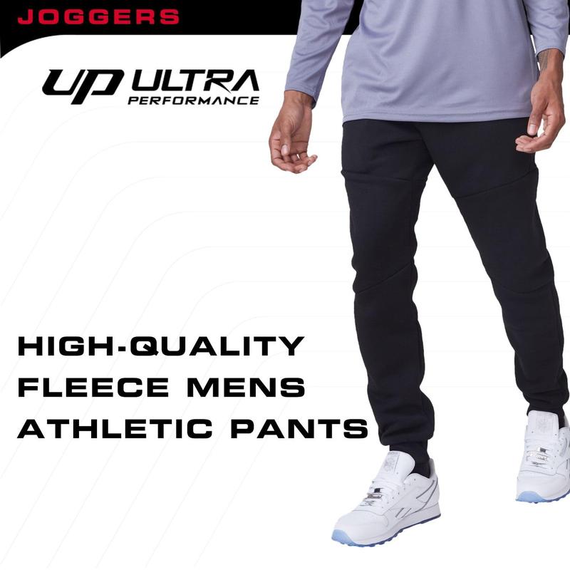 Ultra Performance 3 Pack Fleece Active Tech Joggers for Men, Mens Sweatpants with Zipper Pockets