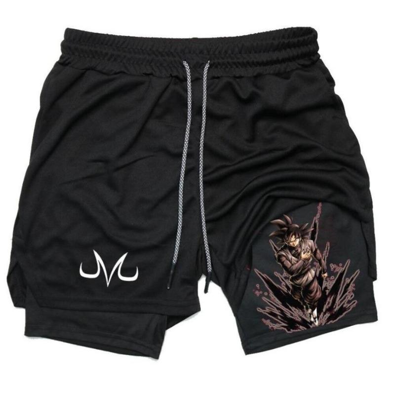 2 in 1 Anime Broly Quick Dry Shorts Running Training Joggers Fitness Gym Sports