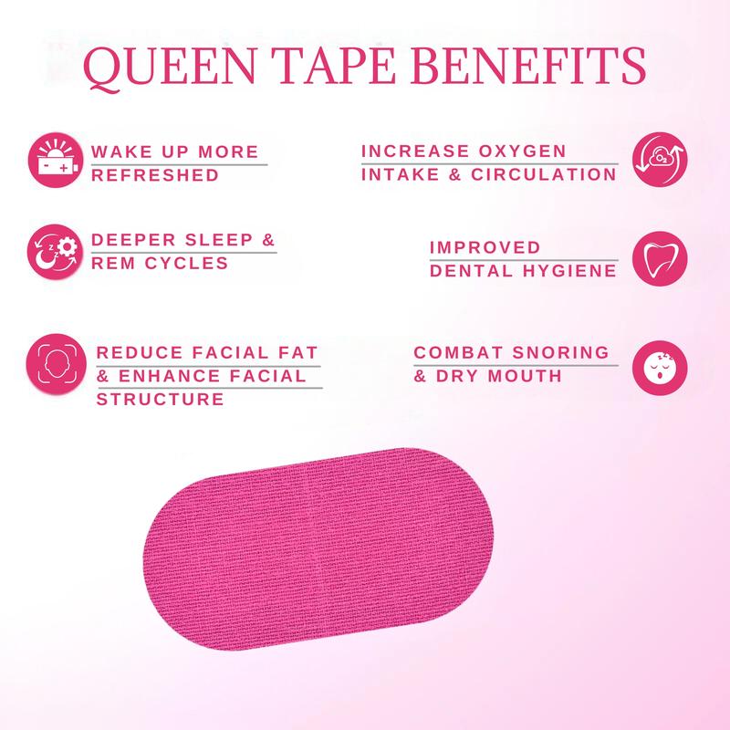 Queen Mouth Tape - 3 month supply mouth tape, pink, gentle, adhesion, 30 Strips, sports accessories,