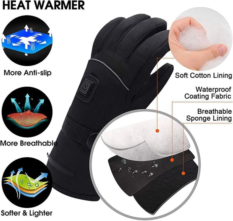 Heated Gloves, Winter Gloves for Men and Women , 3 Levels Temperature Control  Waterproof Warm  Gloves for Ski Outdoor