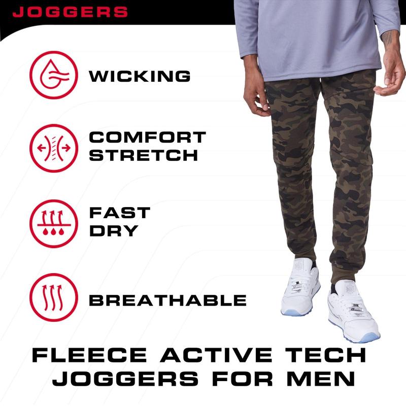 Ultra Performance 3 Pack Fleece Active Tech Joggers for Men, Mens Sweatpants with Zipper Pockets