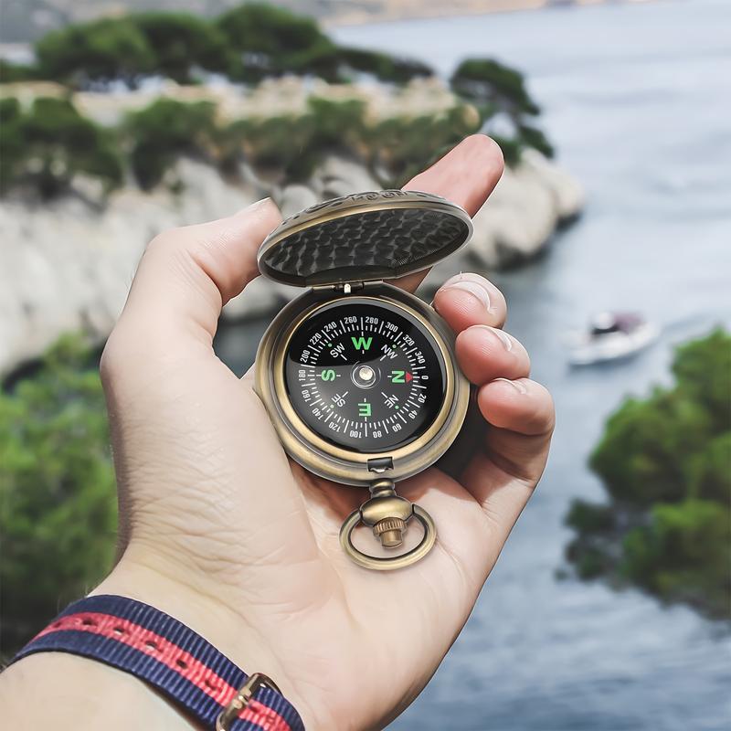 Retro Pocket Watch Compass, Luminous Indicator, Compact Outdoor Navigation Tool for Climbing, Adventure, Hiking