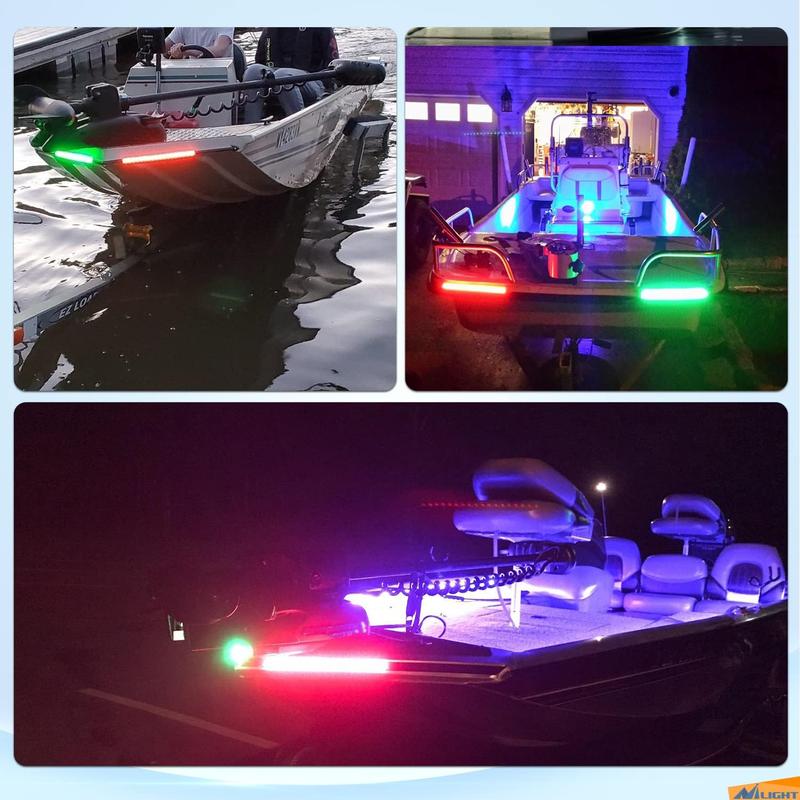 Nilight Boat Light Strip 2PCS 13Inch 66 LED Red Green Navigation Marine Bow Light 12V IP68 Waterproof for Universal Pontoon Boat Bass Boat Jon Boat Jetski Kayaki Portable USB Rechargeable Car LED Lights