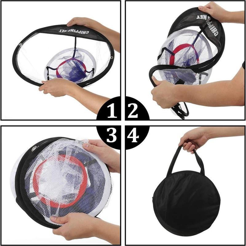 Golf Three-circle Chipping Net, 1 Set Golf Chipping Net With Mat & 6 PU Balls & Random Color Seat, Golf Training Aid