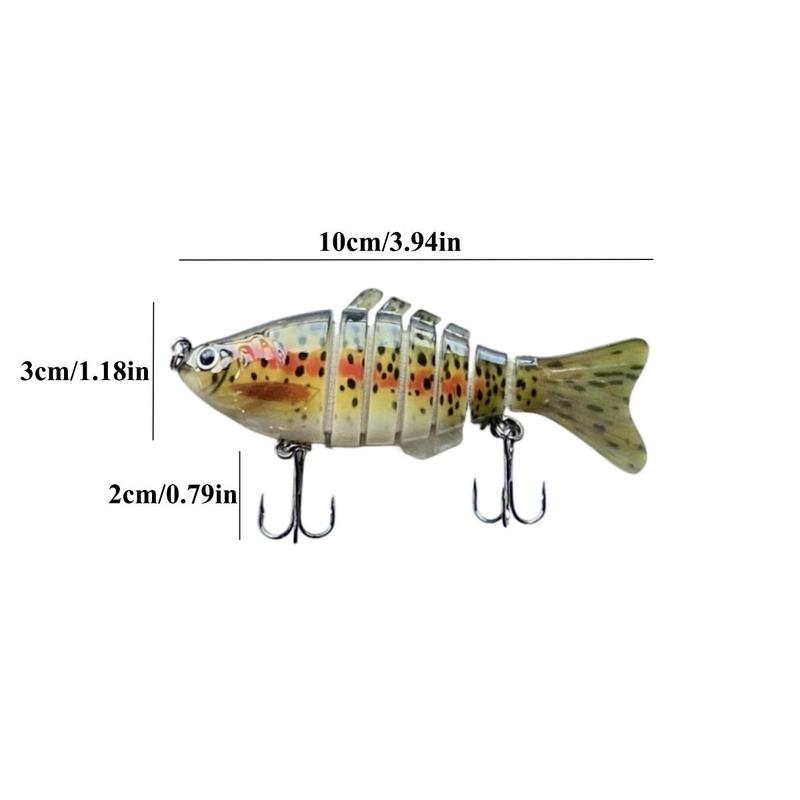 Artificial Fishing Lure, Multi-jointed Fish Shaped Bionic Bait, Soft Sinking Bait with Double Hook, Outdoor Fishing Tackle