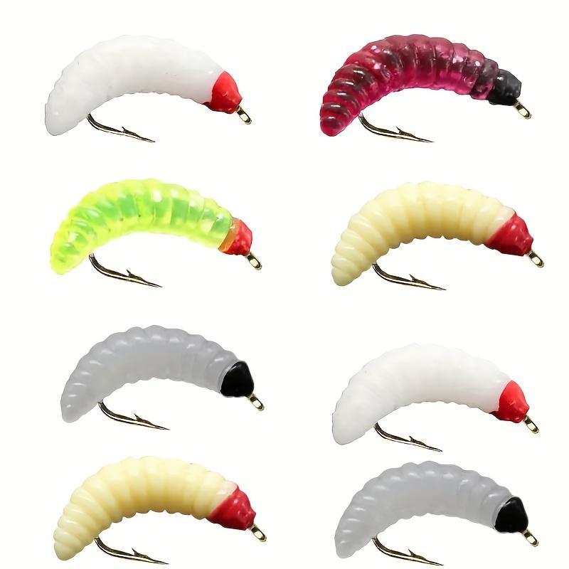 Artificial Bionic Maggot Fishing Bait, 30pcs box Random Color Bread Worm with Hook, Fishing Supplies for Outdoor Fishing, Fishing Accessories