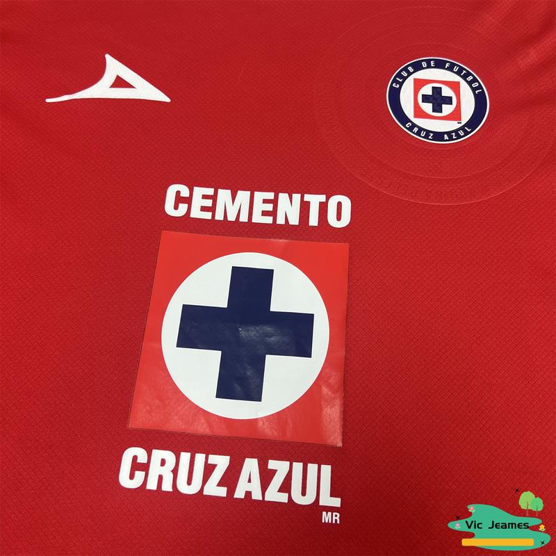 2425 CRUZ AZUL Second Away Red Short Sleeve Top Football Jerseys LIGAMX Fan Edition