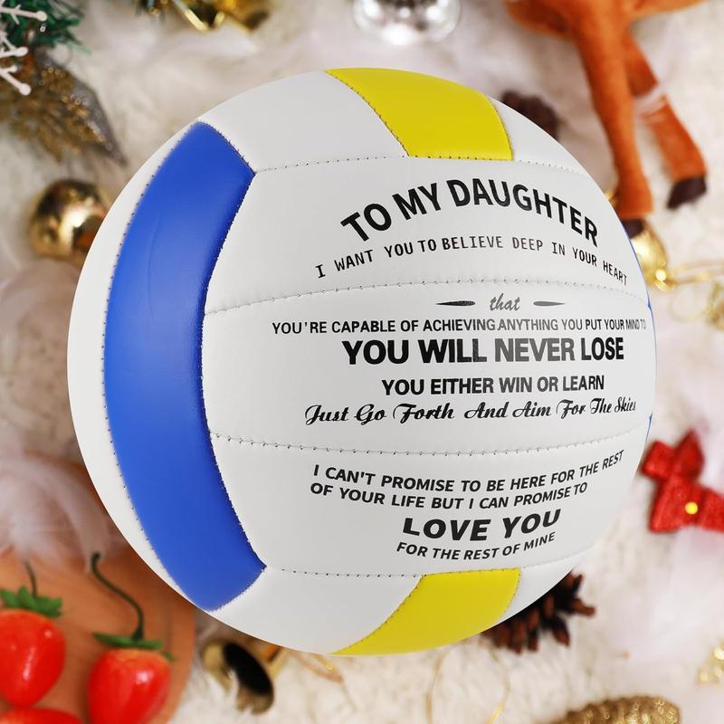 Volleyball Gift for Daughter Personalized Indoor Outdoor  Balls,Engraved Message Volleyballs Official Size 5 Birthday Presents from Mom Dad,with Pump