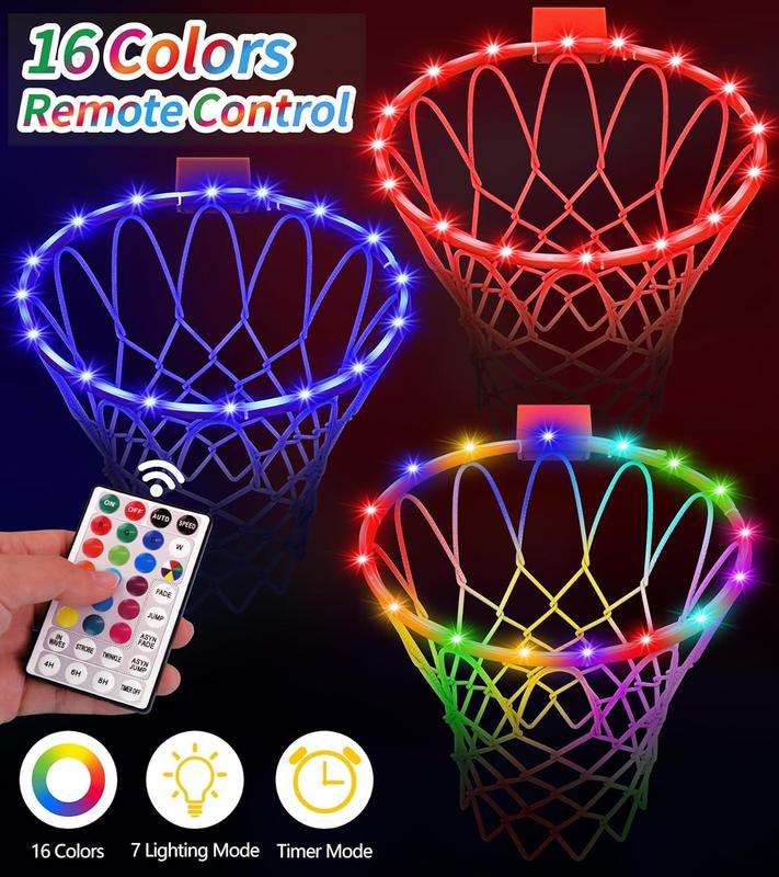 LED Basketball Hoop Light, Waterproof Super Bright Basketball Rim Lights,Remote Control 16 Colors and 7 Lighting Flicker Change, for Night Outdoor Basketball Games and Christmas Giftss