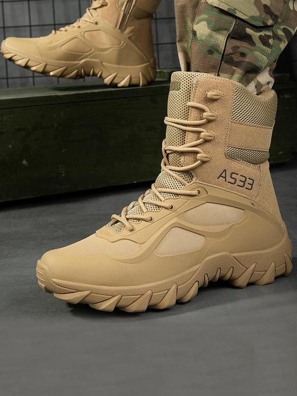 Men's Outdoor Hiking Boots, Casual Sporty Lace Up Non-slip Wear-resistant Boots, Fashionable Combat Boots for Outdoor Activities