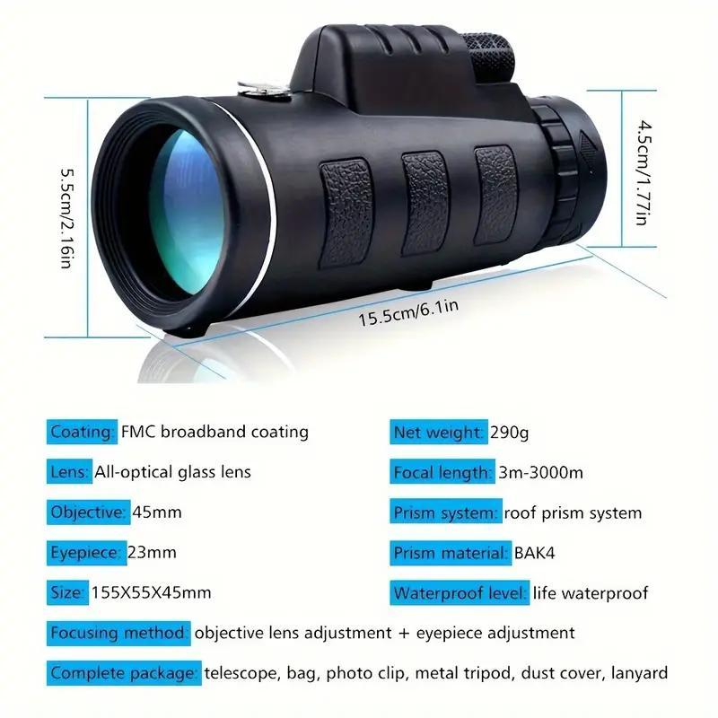 10x42 Monocular, Portable High Definition Monocular, Outdoor Monocular for Hunting, Camping, Hiking, Outdoor Adventure