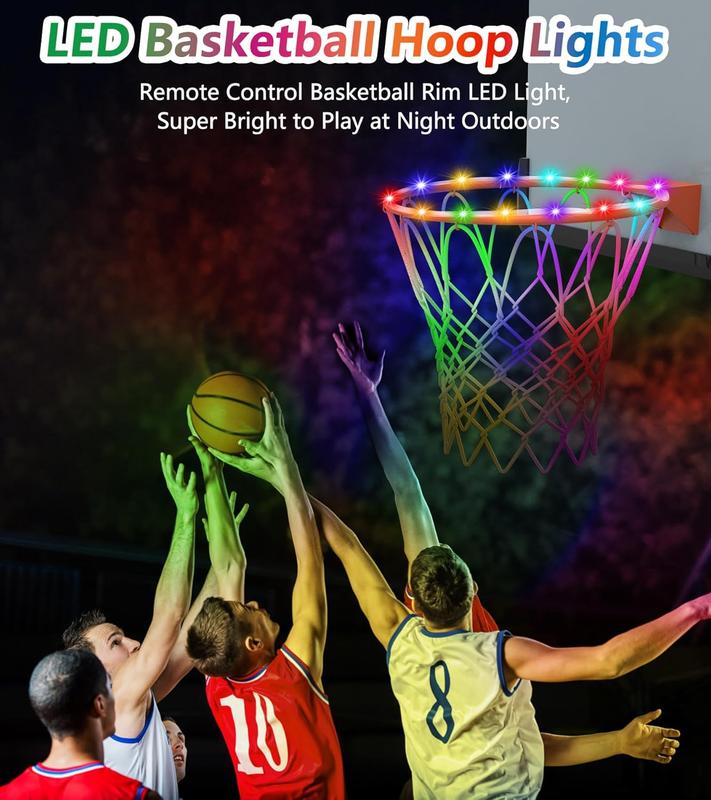 LED Basketball Hoop Light, Waterproof Super Bright Basketball Rim Lights,Remote Control 16 Colors and 7 Lighting Flicker Change, for Night Outdoor Basketball Games and Christmas Giftss