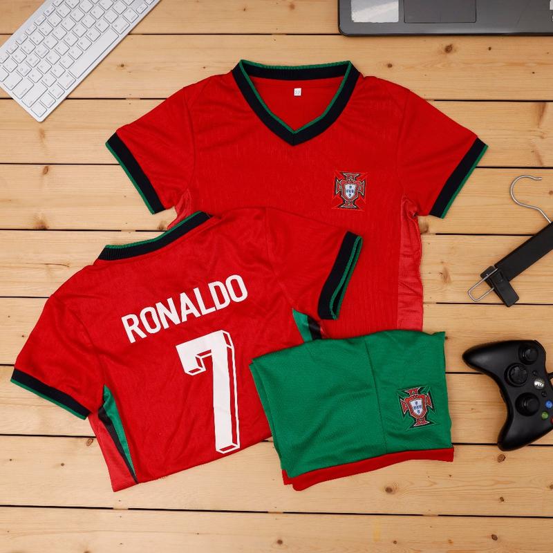 Portugal 07 Ronaldo Home Fans Soccer Jersey Set