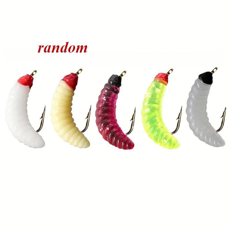 Artificial Bionic Maggot Fishing Bait, 30pcs box Random Color Bread Worm with Hook, Fishing Supplies for Outdoor Fishing, Fishing Accessories