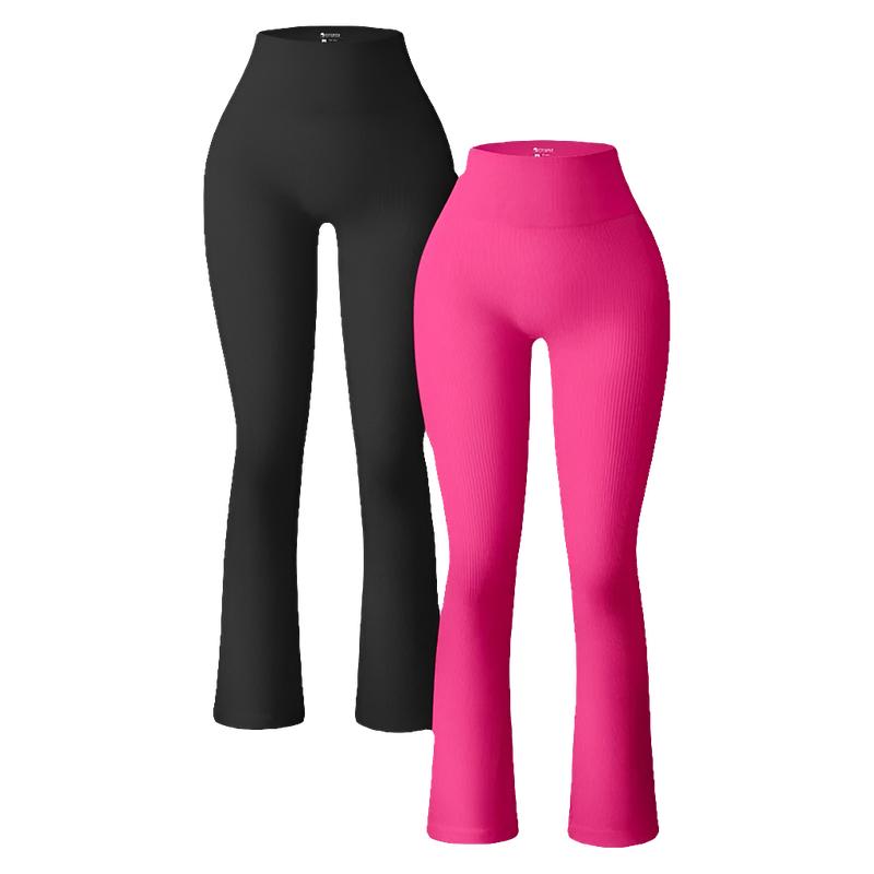 High-Waisted Ribbed Flare Yoga Pants