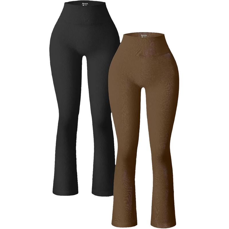 High-Waisted Ribbed Flare Yoga Pants