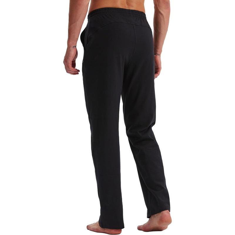 Willit Men's Cotton Yoga Sweatpants Exercise Pants Open Bottom Athletic Lounge Pants Loose Male Sweat Pants with Pockets