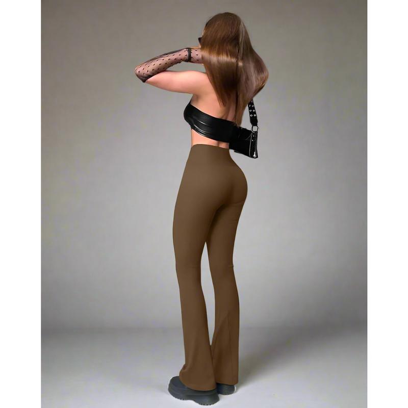 High-Waisted Ribbed Flare Yoga Pants