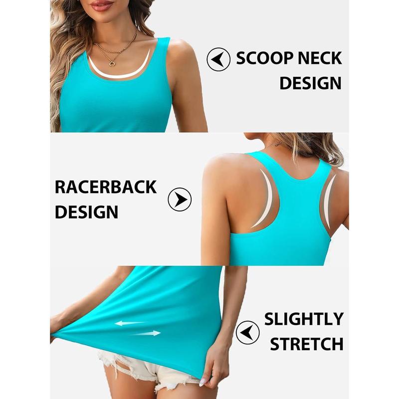 Womens Shelf Bra Tank Tops Racerback Workout Tops Yoga Shirt Cotton Undershirt 2 Pack