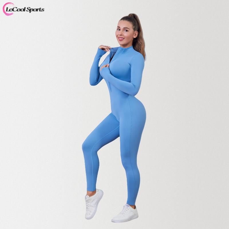 Women's Solid Fleece-Lined Ski Jumpsuit, Casual Sporty Long-Sleeve Jumpsuit, Perfect for Skiing, Cycling, and Winter Sports. Ladies' Fall and Winter Activewear with a '90s Style Vibe athletic activewear