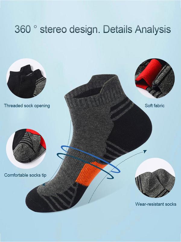 Men's Colorblock Low Cut Socks, Casual Comfy Breathable Socks for Daily Wear, Athletic Socks for Running Jogging Basketball