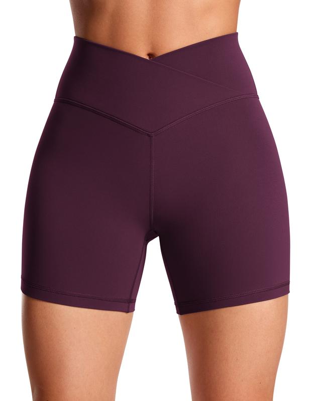 CRZ YOGA Womens Butterluxe Crossover Biker Shorts 5'' - Criss Cross High Waisted Workout Yoga Shorts Buttery Soft