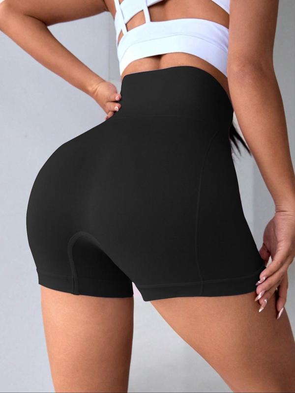 Women's Solid High Waist Sports Shorts, Casual Comfy Breathable Seamless Yoga Shorts for Gym Workout Running, Gym Clothes, Gym Shorts, Back To School Sportswear, Shorts for Women, Going Out Summer Bottoms, Summer Outfits 2024