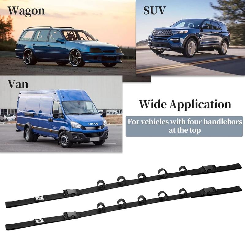 Vehicle Fishing Rod Holder,  Fishing Pole Roof Rack Inside, 5 Rod Capacity, Heavy Duty Adjustable 30-54 Inch, Fishing Rod Carrier Fishing Pole Storage Straps for Truck  SUV Wagons Van