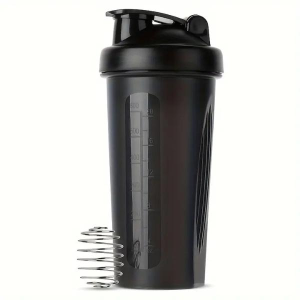 1 Pcs 20oz Shaker Bottle Work Out BPA & Phthalate-free, Leakproof Shaker Cup- Solid Screw lid Cup Bottles Dishwasher Safe for Protein Mixes