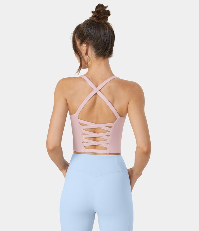 Halara Crisscross Backless Cropped Yoga Tank Top