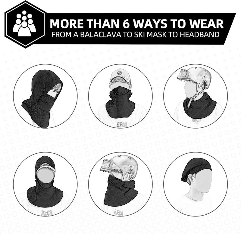 Ski Mask Thermal Fleece Balaclava Ski Face Mask for Cold Weather Winter Full Face Protective Headgear for Men Women Black