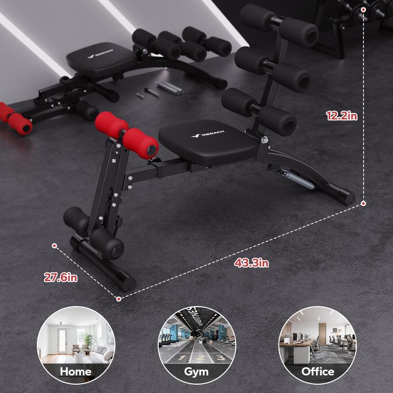 MERACH Multi-Functional Adjustable Ab Machine Workout Bench Sit Up Machine Push Up Exercise Chair for Home Gym