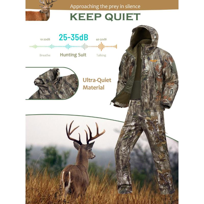 NEW VIEW Camo Hunting Clothes For Men, Quiet Warm Hunting Jacket And Pants, Water Resistant Hunting Suit For Deer Duck Bow Hunt