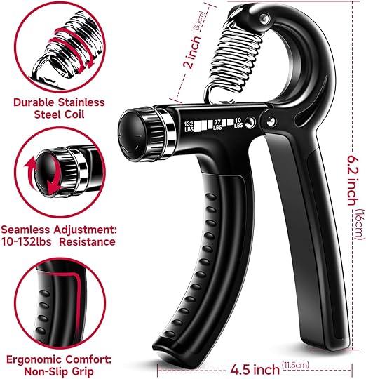 Adjustable Resistance Hand Grips Strengthener Kit - 5 Pack, Forearm and Grip Strengthener