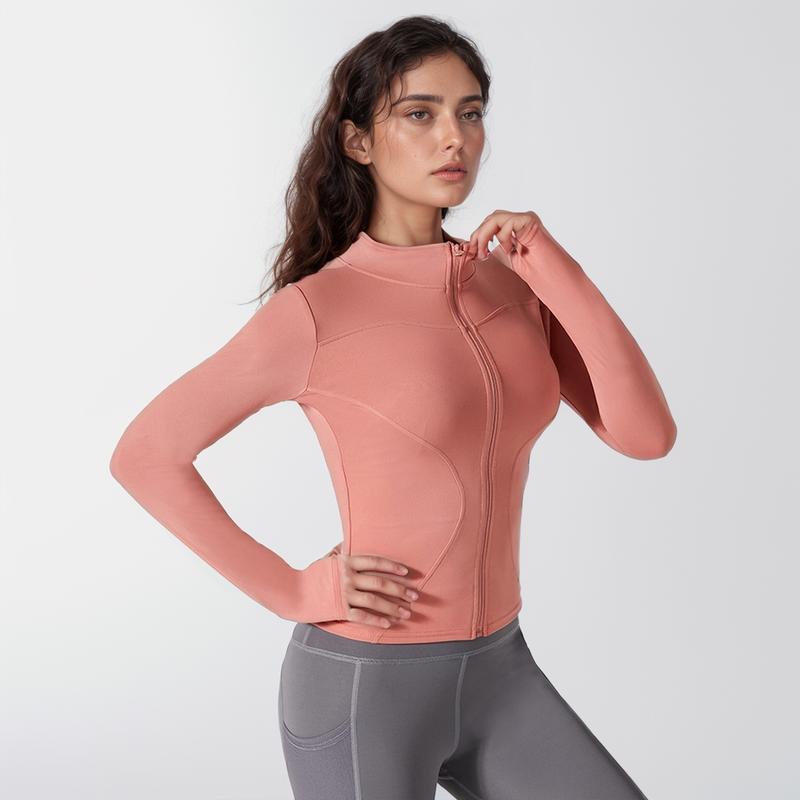 UU Women's slim yoga clothes, sun protection fitness tops and jackets, breathable and stretchy, quick-drying long-sleeved sportswear elastic